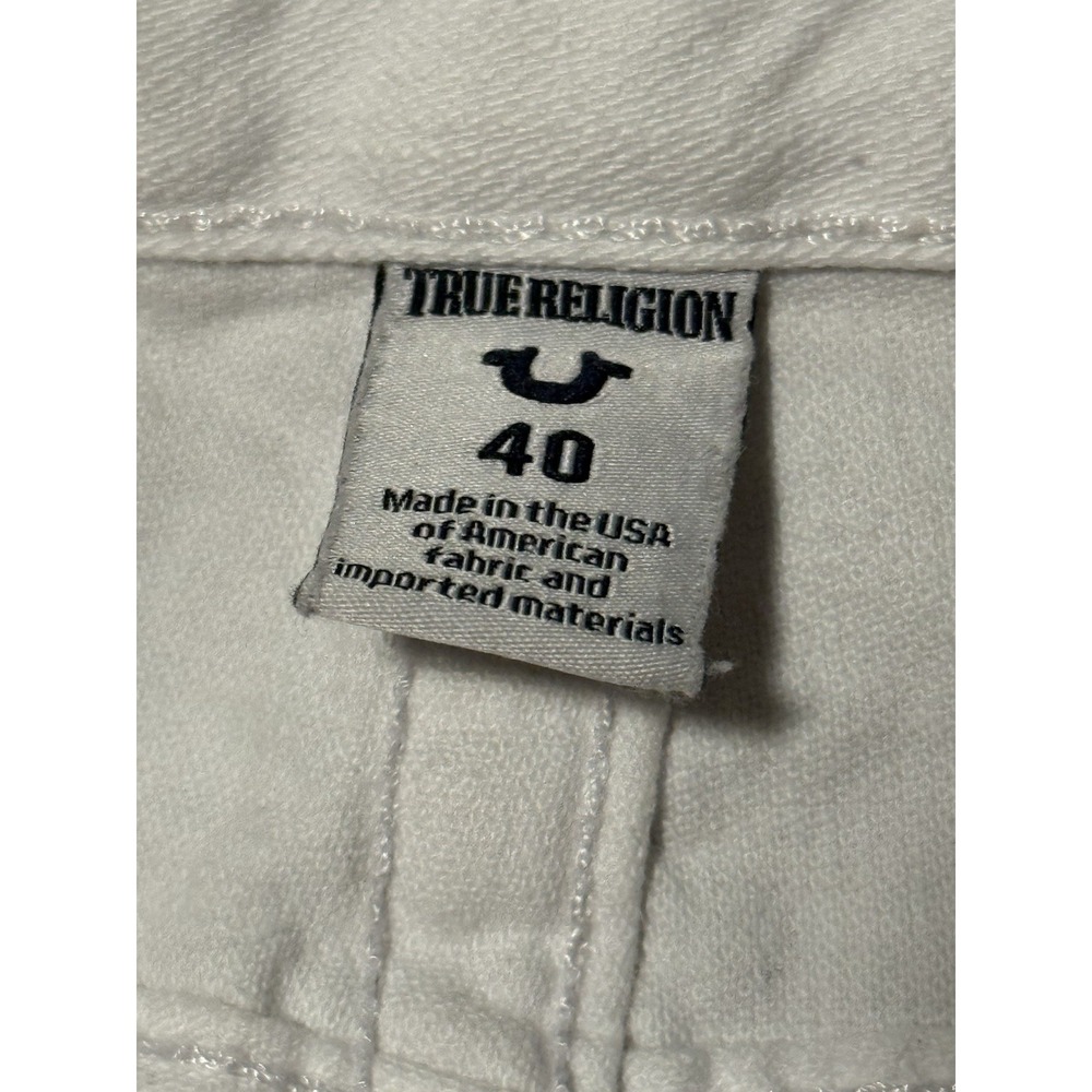 True Religion Ricky White Jeans 40 Relaxed Straight Flap Pocket 32 Inseam USA - Picture 7 of 13